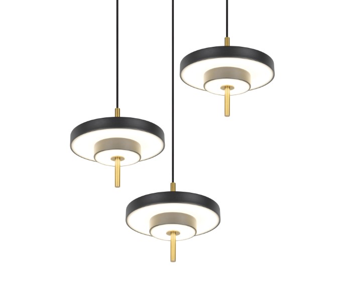 TRIO 340230380 KEATON závesné svietidlo D450mm SMD LED 3x10W/1200lm 2300+3000+4000K čierna, zlatá, switchdimmer