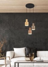 TRIO 319430317 AGUDO závěsné svítidlo 3xE27 D370mm černá, kávová, béžová, šedohnědá