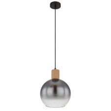 GLOBO 15656H MOITAS závěsné svítidlo D250mm 1xE27 matná černá, vzhled dřeva, kouřová