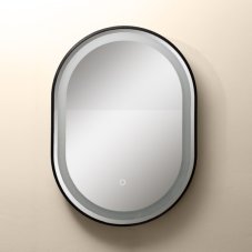 LED koupelnové oválné zrcadlo s osvětlením 597lm 3000+4000+6000K IP44, černé, průhledné - Zuma Line LUSTRO D2383