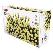 EMOS D5AW24 vánoční řetěz - kuličky CHERRY 300 LED 30m 6W teplá bílá, IP44, barva drátu - zelená, časovač, adaptér