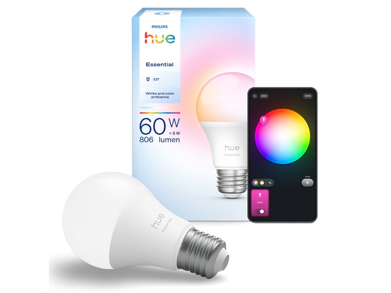 8720169392182 Philips Hue Essential White and color Ambiance LED žiarovka E27 8W/806lm 2200-6500K+RGB biela