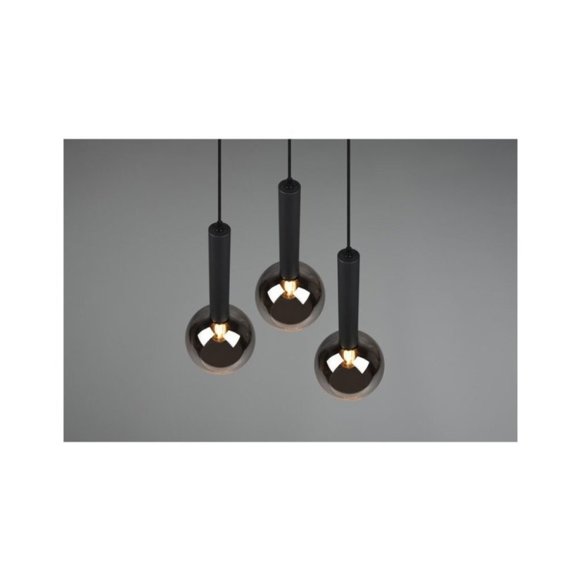 TRIO 310390332 CLAYTON závesné svietidlo 3xE27 D450mm čierna matná, dymová