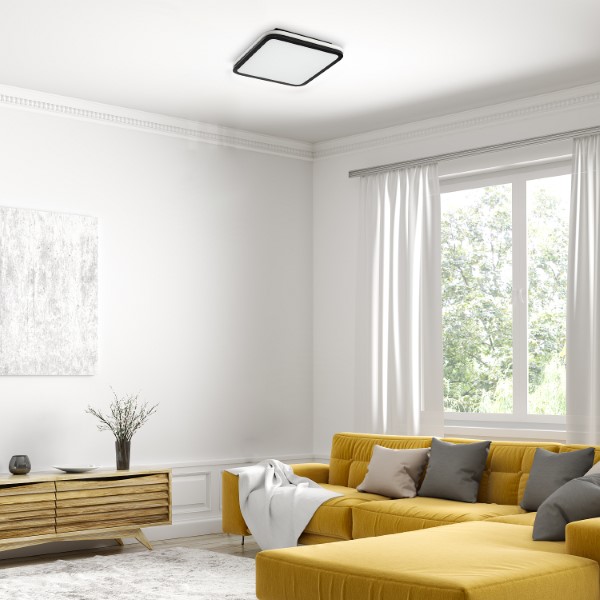 RABALUX 71399 Serkan stropní svítidlo LED 43W/2600lm 3000-6500K černá, bílá, stmívatelné, dálkový ovladač