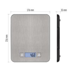 Kuchynská váha EMOS EV023, digitálna, 5 kg, strieborná, sklo