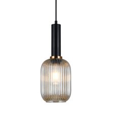 Italux PND-5588-1M-BK+AMB závěsné svítidlo Antiola D150mm 1x40W E27 černá, jantarová