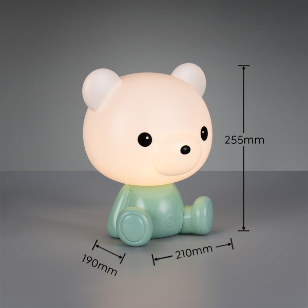 TRIO Reality R57991115 CUTIE dotyková stolná lampička v250mm SMD LED 0,3W/30lm 3000K zelená, ON/OFF