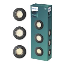 Zapuštěné svítidlo GU10 čierna IP20 PHILIPS Peridot 8720169376083 balení 3 ks