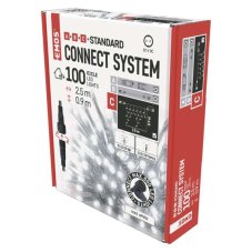 EMOS D1CC02 spojovací vánoční řetěz - rampouchy CLASSIC 100 LED 2,5m 5W studená bílá, IP44, barva drátu - transparentní, bez adaptéru