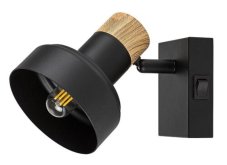 RABALUX 73055 Saskia nástenné bodové svietidlo/spot s vypínačom D100mm 1xE14 čierna, drevo