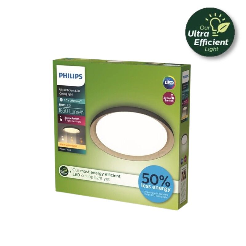 Philips UltraEfficient 8720169301092 Pebblo stropné svietidlo D320mm LED 10W/1850lm 2700K čierna, béžová, SceneSwitch