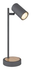 GLOBO 57910TG ROBBY stolní lampička 1xGU10 V350mm grafit, imitace dřeva