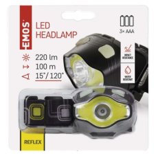 EMOS P3536 LED čelovka 220lm 3× AAA IP43 čierna