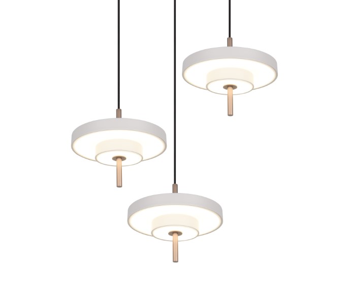 TRIO 340230376 KEATON závesné svietidlo D450mm SMD LED 3x10W/1200lm 2300+3000+4000K svetlošedá, switchdimmer