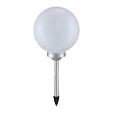 3377 GLOBO Exteriérové ​​solární LED svítidlo, zapichovací Koule na osvětlení zahrad a teras, 4x 0,06W 4000K IP44 stříbrná, bílá