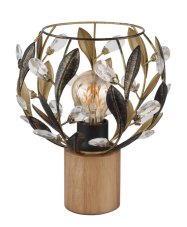 GLOBO 15759T MIKA stolní lampička V250mm 1xE27 dřevo, zlatá, černá patina