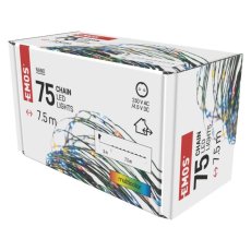 EMOS D3AM02 vánoční řetěz nano 75 LED 7,5m 2,7W multicolor, IP44, barva drátu - zelená, časovač, adaptér