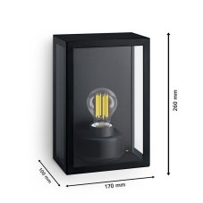 Philips 8720169266414 Outdoor Alzor venkovní nástěnné svítidlo 1xE27 IP44 černá