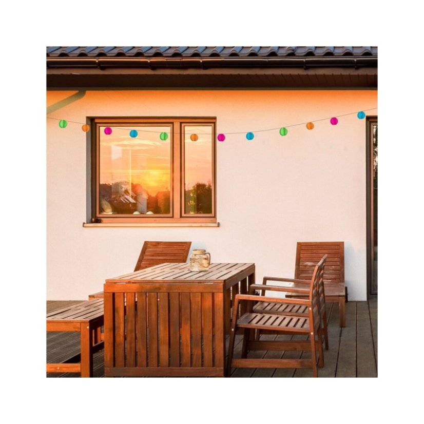 RABALUX 77048 Titu solární dekorativní svítidlo - řetěz s lucernami, soumrakový senzor LED 4300mm 0,48W/4lm 3000K IP44 černá, viacfarebná