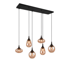TRIO 317000613 LUMINA závěsné svítidlo 6xE14 černá matná, jantarová