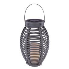 33284 GLOBO Exteriérové ​​solární LED svítidlo, Lucerna na osvětlení zahrad a teras s efektem ohně, na zavěšení nebo stání, 1x 0,06W 2700K IP44 šedá