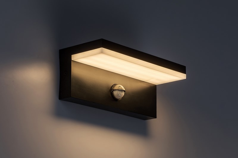 RABALUX 77115 Zaragoza vonkajšie nástenné svietidlo so senzorom LED 9W/800lm 2700+4000+6500K IP54 čierna