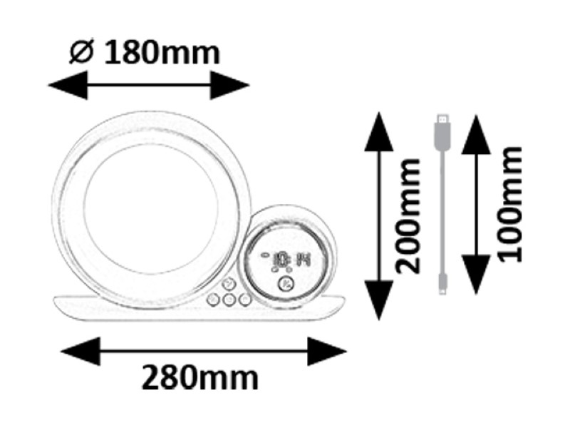RABALUX 76109 Wakeway dekorační stolní lampička s hodinami LED 5W RGB bílá