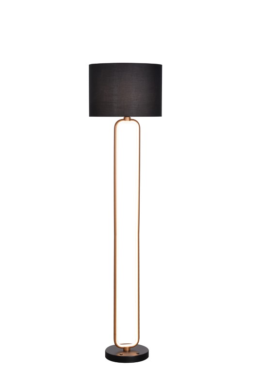 RABALUX 74043 Domiro stojacia lampa D400mm 1xE27+LED 30W/825lm 3000K zlatá, čierna