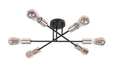 RABALUX 71026 Branwen stropní svítidlo 6xE27 D570mm matná černá, saténový chrom