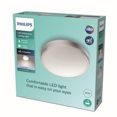 Philips Doris LED CL257 Stropné svítidlo do koupelny kruhové 17W/1700lm 313mm 4000K IP44 nikl