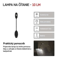 EMOS P3400 LED svietidlo na čítanie 10lm 1× AAA čierna