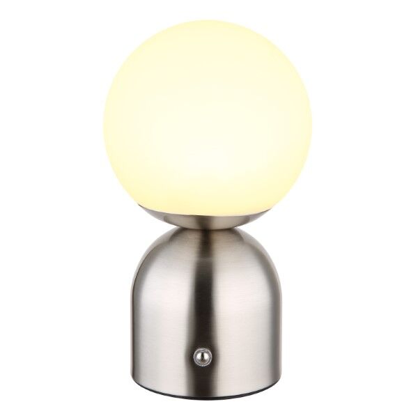 GLOBO 21006N JULSY dotyková stolná lampička V210mm LED 2,5W/189lm 2700+6500+4000K matný nikel, biela, vrátane CR18650 1800mAh 3,7V, USB kábel