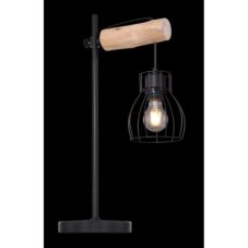 GLOBO 15326TN MINA Vintage stolní lampička 1xE27 černá, pŕírodní dřevo