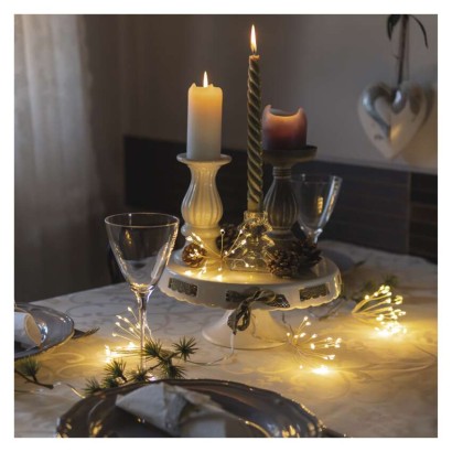 D3AW08 EMOS NANO vánoční řetěz ohňostroj, 150 LED, 2,35 m, transparentní drát, teplá bílá, časovač