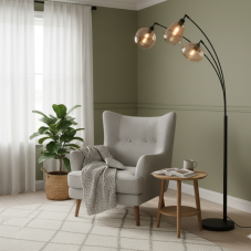 TRIO 417000313 LUMINA stojacia lampa V2000mm 3xE14 černá matná, jantarová