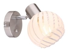 GLOBO 54025-1 WILLY nástěnné bodové svítidlo/spot 1xE27 matný nikl, bílá průhledná