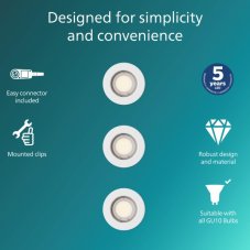Zapuštěné svítidlo GU10 biela IP20 PHILIPS Peridot 8721103037077 balení 3 ks