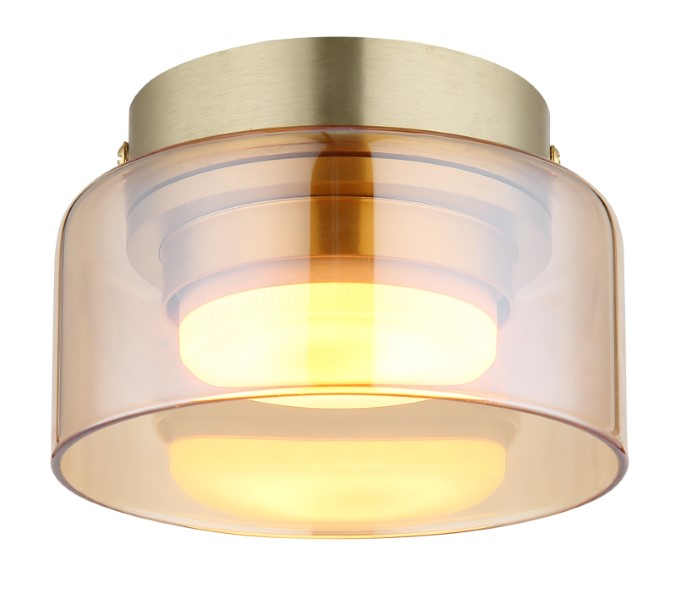 GLOBO 16055DG HIGGINS stropní svítidlo D130mm 1xGX53 6W 400/300lm 1800K zlatá, jantarová