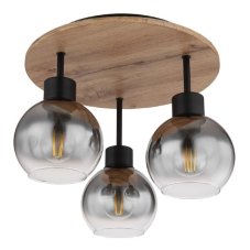 GLOBO 15656-3DR MOITAS stropné svietidlo D380mm 3xE27 matná čierna, vzhľad dreva, dymová
