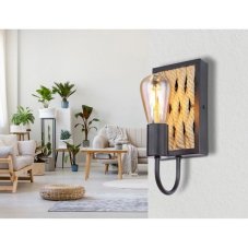 GLOBO 15679W HALIA nástěnné svítidlo 1xE27 černá matná, béžová