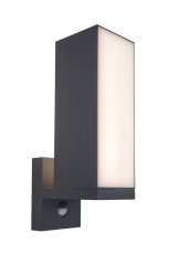LUTEC 5193811118 CUBA exteriérové nástenné svietidlo LED 14W 1000lm 3000K IP54 tmavá šedá, otočná hlavica 90°, pohybový senzor