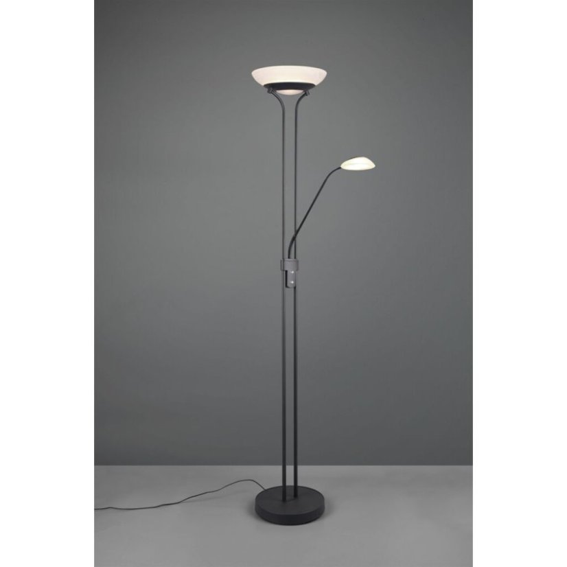 TRIO R40073532 ORSON stojací lampa LED 30W/2400lm, 5W/400lm 3000K, matná černá, alabaster, stmívatelné