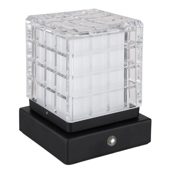 GLOBO 21009S LUNKI dotyková stolná lampička LED V100mm 2,5W/206lm 2700+6500+4000K čierna, priehľadná, vrátane batérie CR18650 1800mAh 3,7V, USB-A 2.0 - USB-C