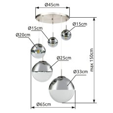 GLOBO 15851-5 VARUS závesné svietidlo moderné/dizajnové 3xE27 25W IP20 nikel