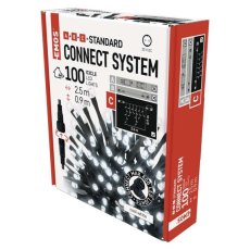 EMOS D1CC01 spojovací vánoční řetěz - rampouchy CLASSIC 100 LED 2,5m 5W studená bílá, IP44, barva drátu - černá, bez adaptéru