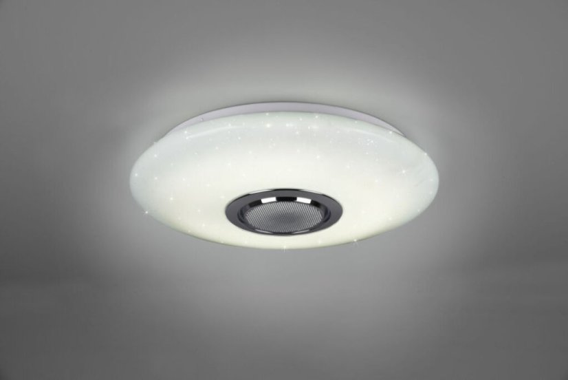 TRIO R69031101 MUSICA stropní svítidlo LED D410mm 15,5W/1700lm 3000-6000K bílá, RGB, Bluetooth, stmívatelné, dálkový ovladač, starlight efekt