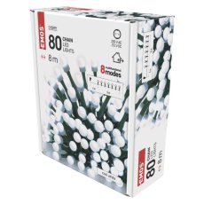 EMOS D5AC06 vánoční řetěz - kuličky CHERRY 80 LED 8m 3,6W studená bílá, IP44, barva drátu - zelená, adaptér