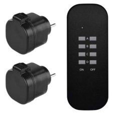 P0067 EMOS 3-set - diaľkovo ovládané zásuvky 2x, diaľkový ovládač 1x, vrátane batérie 1×3V CR2032, IP44, čierna
