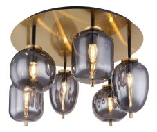 GLOBO 15345-6BLACKY I stropní svítidlo 6xE14 D650mm černá matná, mosaz, kouřová