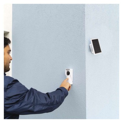 Emos H4030 GoSmart Domovní solární bezdrátový bateriový videozvonek, bílá, Wi-Fi